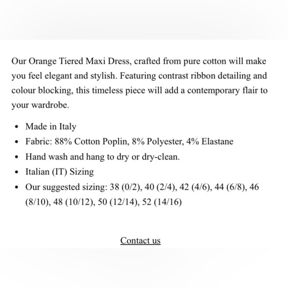 PUROTATTO Orange Tiered Maxi Dress W/ Tan Ribbon Size 44 US 6-8 Made In Italy - Picture 16 of 16